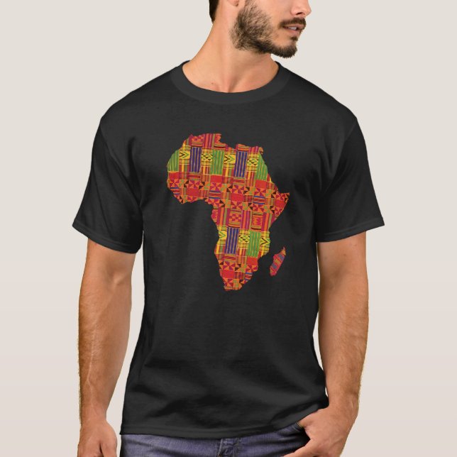 Camiseta Ame África Mapa de Terra Africano Orgulho Negro Hi (Frente)