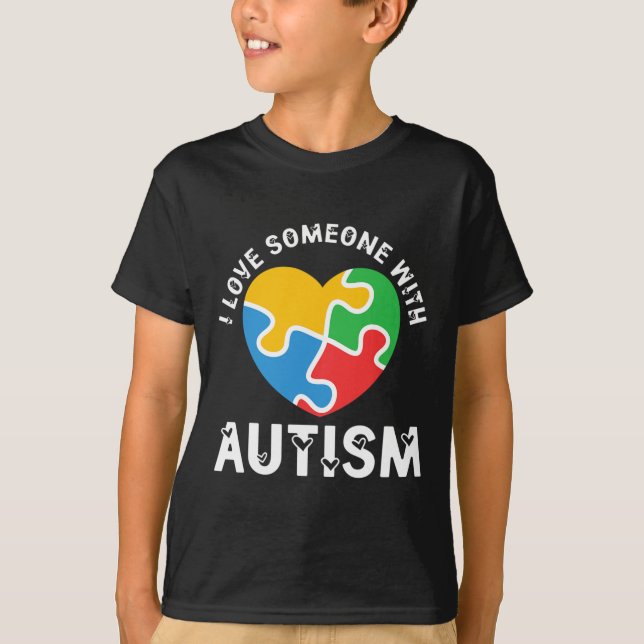 Camiseta Ame Alguém Com Autismo Quebra-cabeça do Coração Au (Frente)