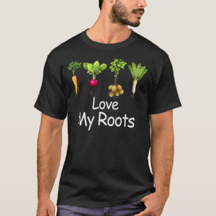 Camiseta Ame as minhas raízes vegetais e jardinagem Vegan V