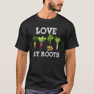 Camiseta Ame as minhas raízes vegetais e jardinagem Vegan V