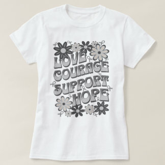 Camiseta Ame Coragem Suporte Esperança Cérebro Flor