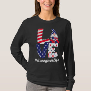 Camiseta Ame, Curadora, Enfermeira Estetoscópio Patriótico
