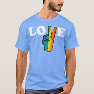 Camiseta Ame Engraçado Sinal de Paz Mão Gay do Orgulho LGBT