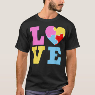 Camiseta Ame Heart Quebra-cabeça world Autism Day