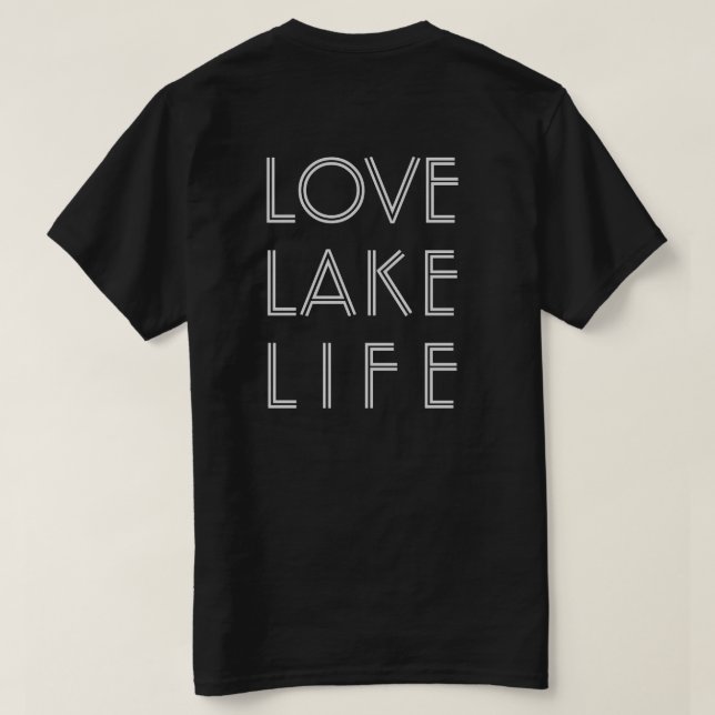Camiseta AME LAKE LIFE nome de lago personalizado escuro (Verso do Design)
