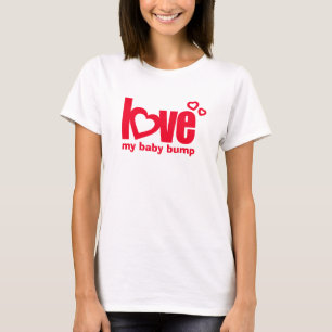 Camiseta Ame meu T vermelho da maternidade do coração da