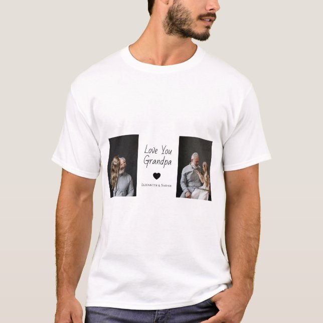 Camiseta Ame-o Avô com Coração e Fotos - (Frente)