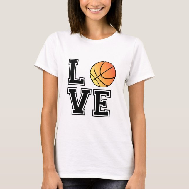 Camiseta Ame o basquetebol, arte da palavra, design de (Frente)