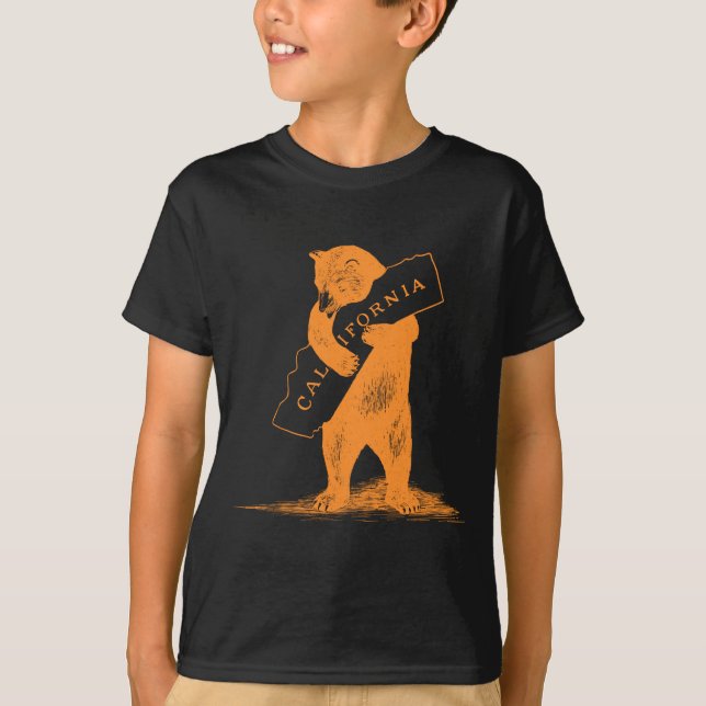 Camiseta Ame-o Califórnia--Laranja e preto (Frente)