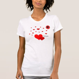 Camiseta Ame-o, Corações e Moda de Bandeira Albanesa / es