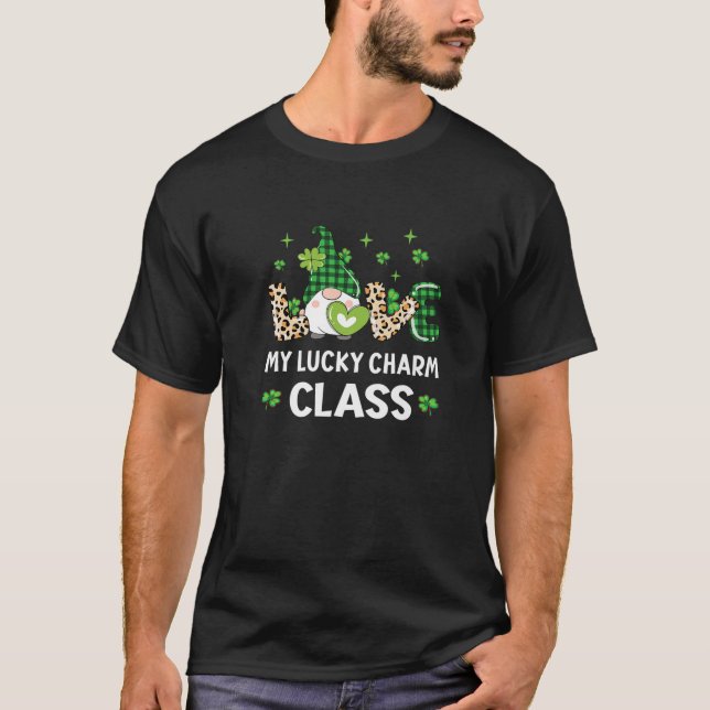 Camiseta Ame O Meu Dia de São Patrício De Classe De Charm F (Frente)