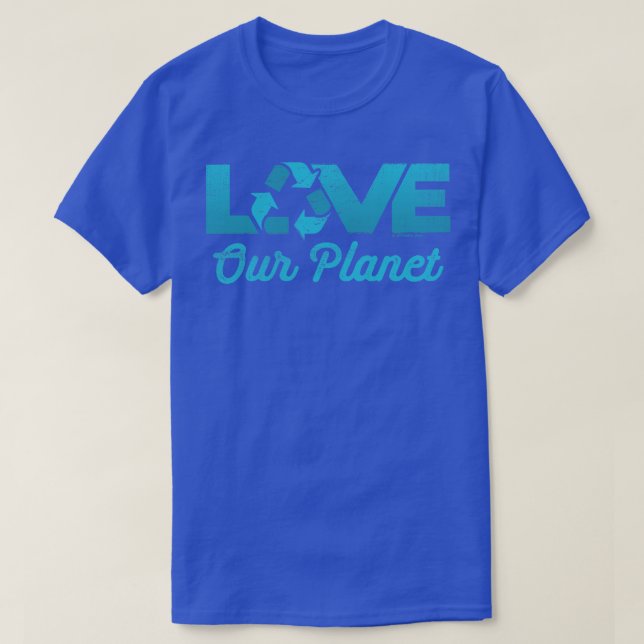 Camiseta Ame o nosso planeta Reuse Reciclar em Teal (Frente do Design)