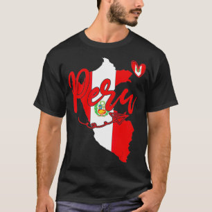 Camiseta Ame o Peru Mapa do Coração Gráfico Patriótico Fla