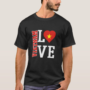 Camiseta Ame o Vietnã Com a Bandeira Vietnamita no Coração
