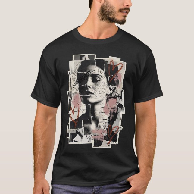 Camiseta Ame os Danos Colagem de Rua Abalada (Frente)