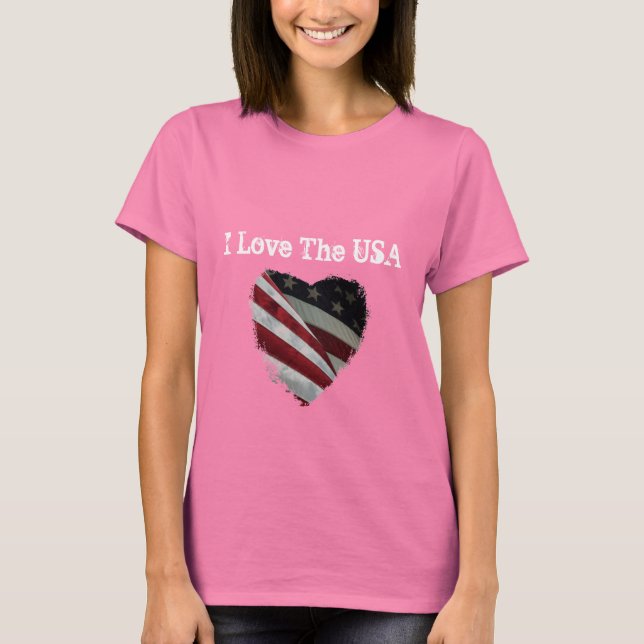 Camiseta Ame os EUA, American Heart Flag (Frente)