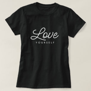 Camiseta Ame-se, bonitinha, senhoras pretas.