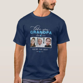 Camiseta Ame Seu Avô/Avô/Outro Texto Personalizado De 3 Fot