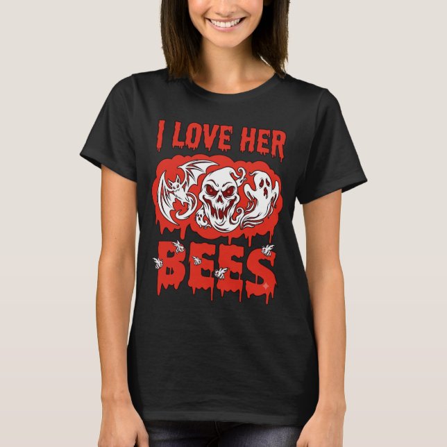 Camiseta Ame Seu Crânio de Abelhas Morcego Fantasma Gotejam (Frente)