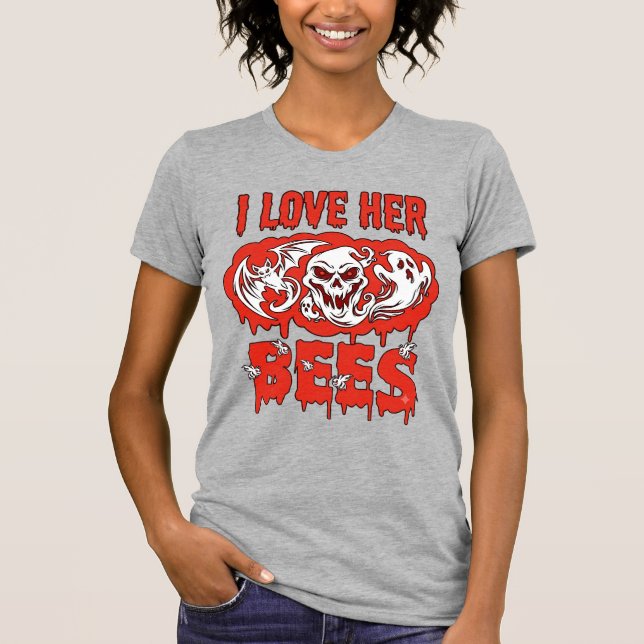 Camiseta Ame Seu Crânio de Abelhas Morcego Fantasma Gotejam (Frente)