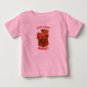 Camiseta Ame Todo Momento! Urso de Pelúcia e Coração