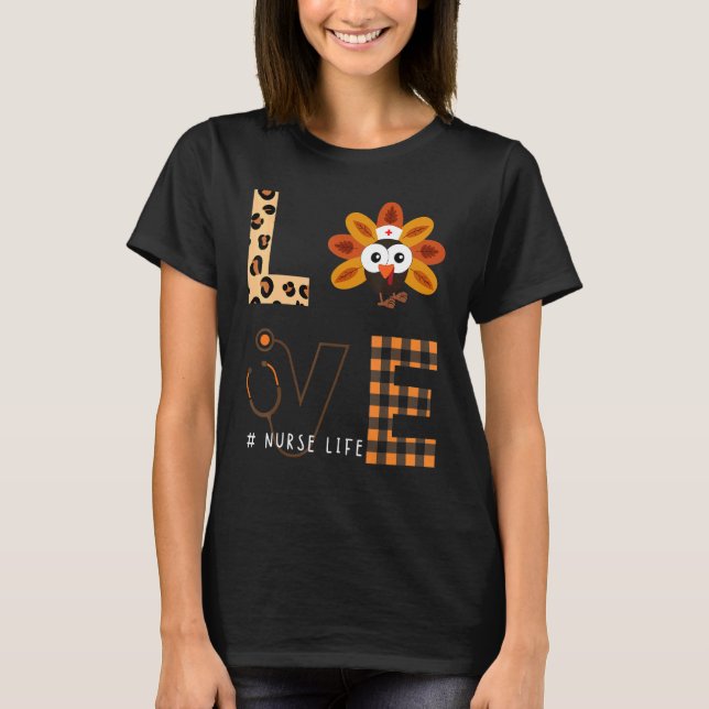 Camiseta Ame Turkeys Stethoscope Leopard Checkered Nurse L (Frente)