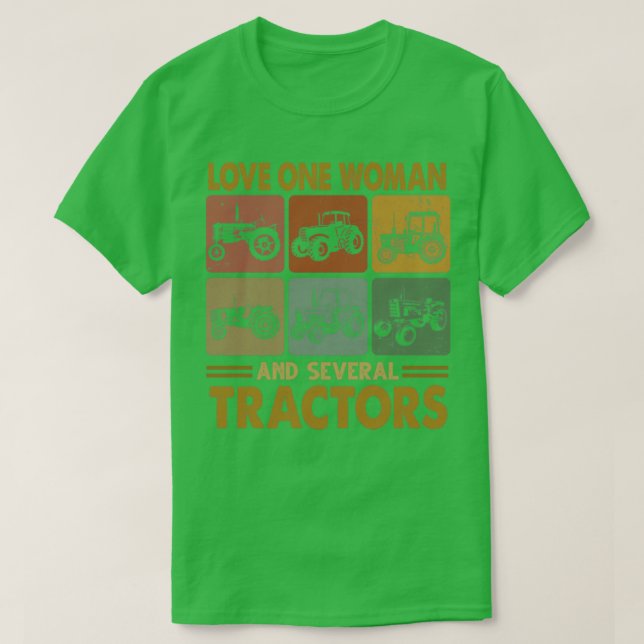 Camiseta Ame uma mulher e vários tratores (Frente do Design)