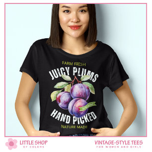 Camiseta Ameixas Frutas ao Estilo Vintage