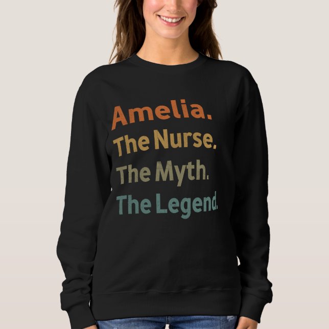 Camiseta Amelia A Enfermeira O Mito A Lenda Engraçada Vinta (Frente)