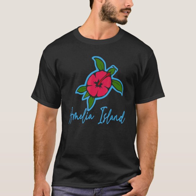 Camiseta Amelia Island 2022 Sea Turtle Tropical Flowers Vac (Frente)