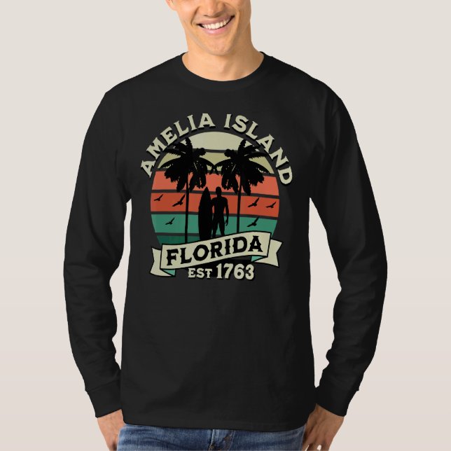 Camiseta Amelia Island Beach Surfing Summer Vacatio (Frente)