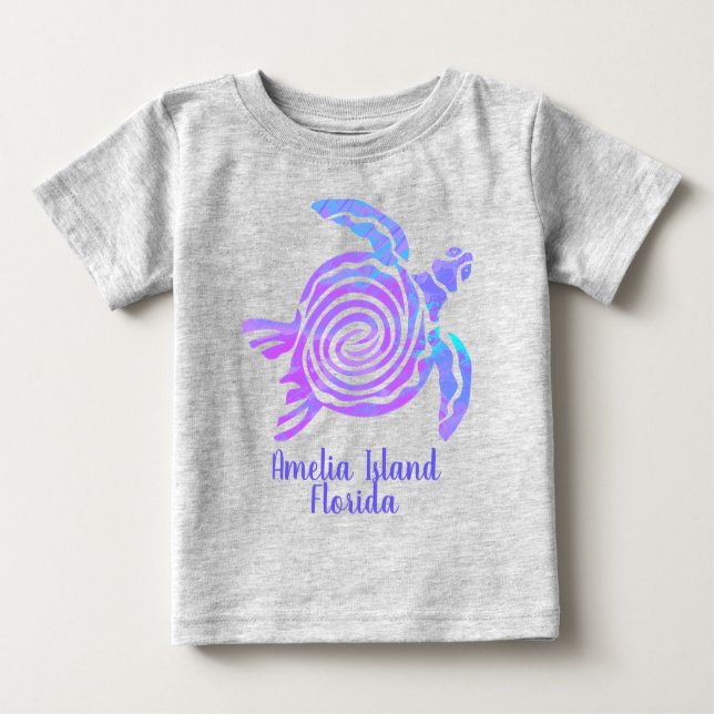 Camiseta Amelia Island Color Blast Sea Turtle (Frente)