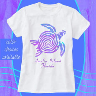 Camiseta Amelia Island Florida Colorful Sea Turtle