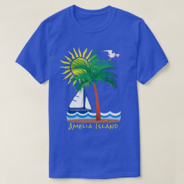Camiseta Amelia Island Palm Sailboat e Sunshine