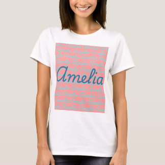 Camiseta Amelia Signature Name Pattern Design