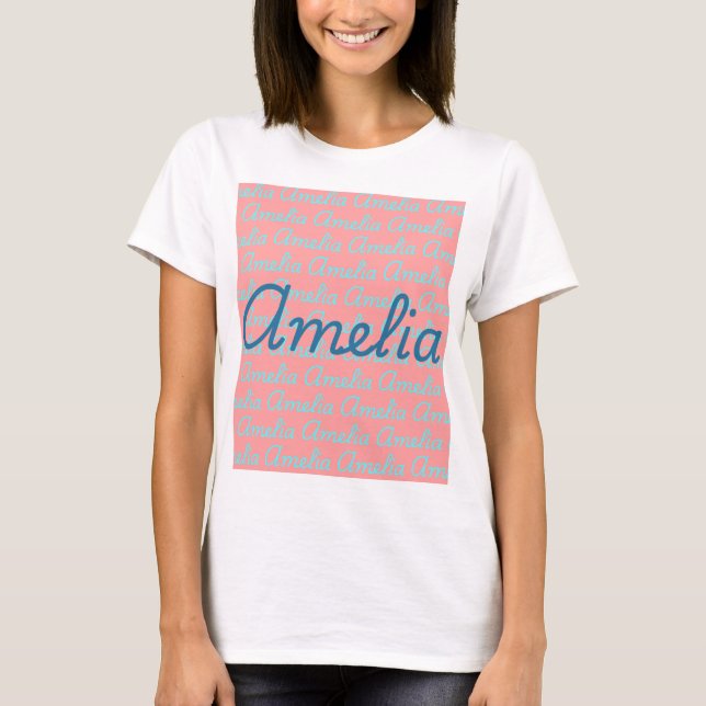 Camiseta Amelia Signature Name Pattern Design (Frente)