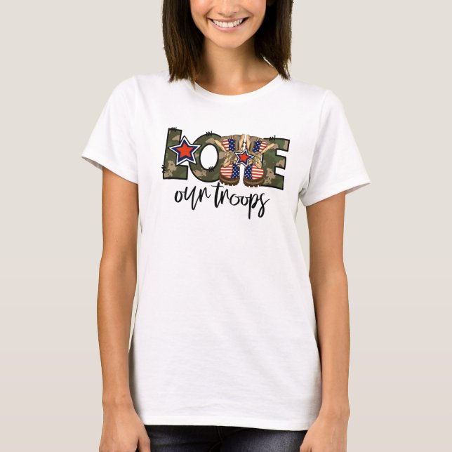 Camiseta Amem a Camisa-T das Nossas Tropas (Frente)