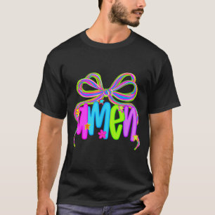 Camiseta Amen Coquete Laço Jesus Bíblia Fé Cristã Reli