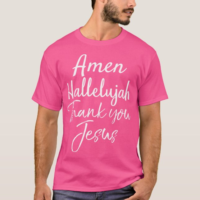 Camiseta Amen Hallelujah Obrigado Jesus Vintage Christian (Frente)