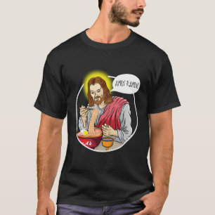 Camiseta Amen Ramen Jesus Cristo Comendo Ramen Noodles Sopa