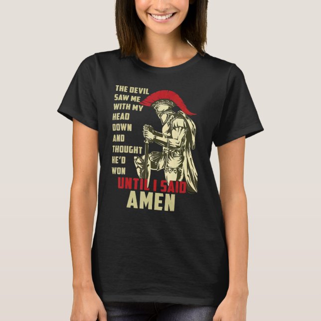 Camiseta Amen Spartan Warrior Até Que Eu Disse Amen Christi (Frente)