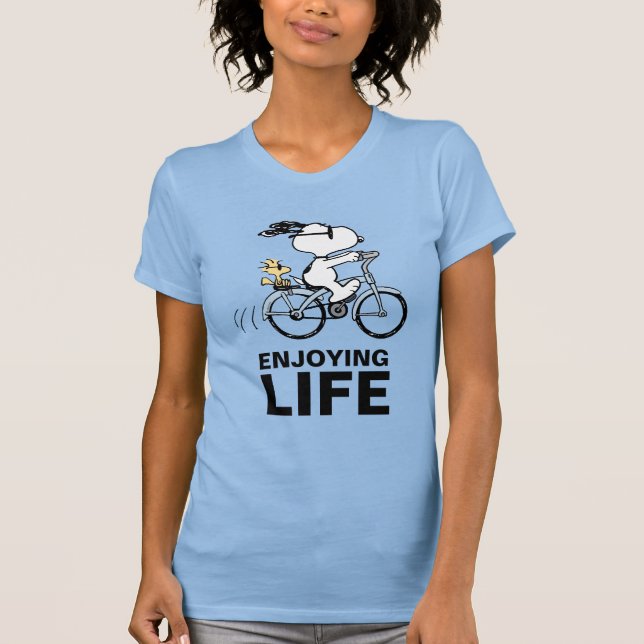 Camiseta Amendoins | Bicicleta Snoopy & Woodstock (Frente)