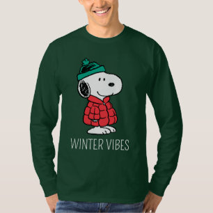 Camiseta Amendoins Casaco de inverno e chapéu de Snoopy