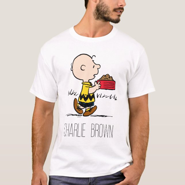 Camiseta Amendoins | Charlie Brown com o Snoopy's Dish (Frente)