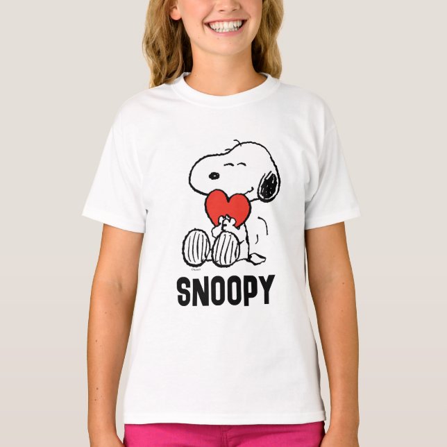 Camiseta Amendoins | DIA DE OS NAMORADOS | Snoopy Heart Hug (Frente)