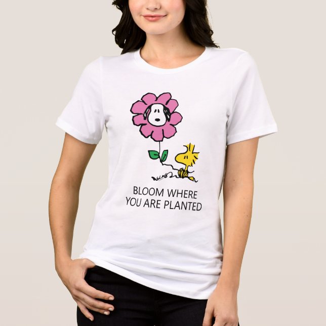 Camiseta Amendoins | Esnoopia E Flor De Madeira (Frente)