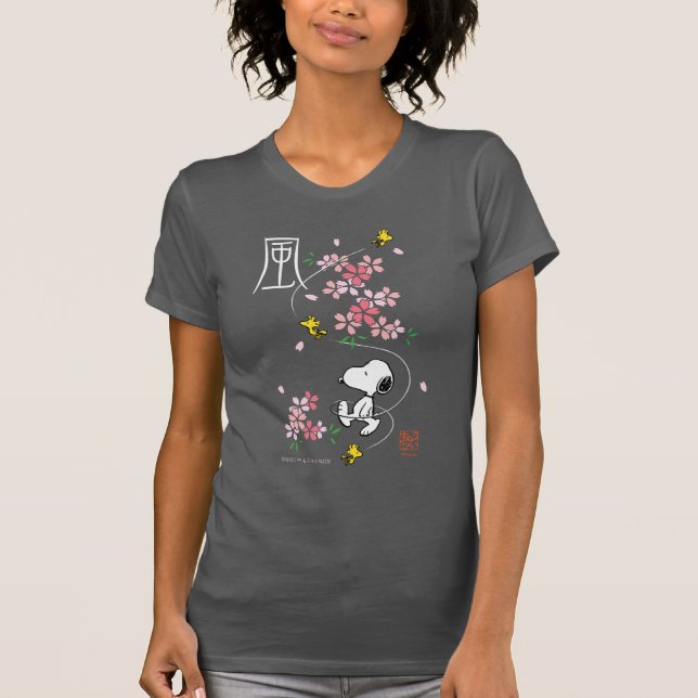 Camiseta Amendoins | Esnoopia e Primavera cor-de-rosa (Frente)