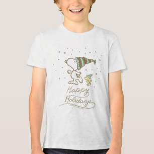 Camiseta Amendoins Esnoopia e Woodstock de inverno