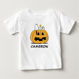Camiseta Amendoins Esnoopia e Woodstock Jack-O-Lanterna