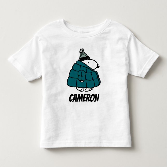 Camiseta Amendoins | Jaqueta Puffer de inverno de Snoopy (Frente)